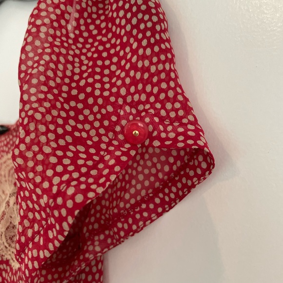 Betsey Johnson silk polka dot girly western style top. Sz 2 - Picture 5 of 7